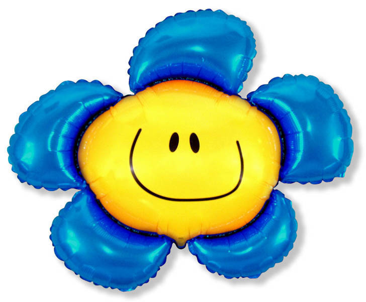 Шар Мини-фигура Цветочек (солнечная улыбка) синий / Flower (в упаковке)
