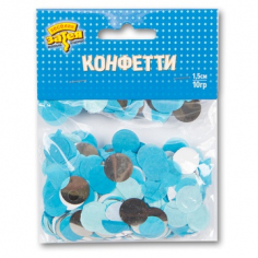 Конфетти Круги тишью, Фольга Голубые/Серебро Конфетти Круги тишью, Фольга Голубые/Серебро